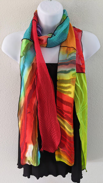 Silk Art Scarf  Jazzy Reds